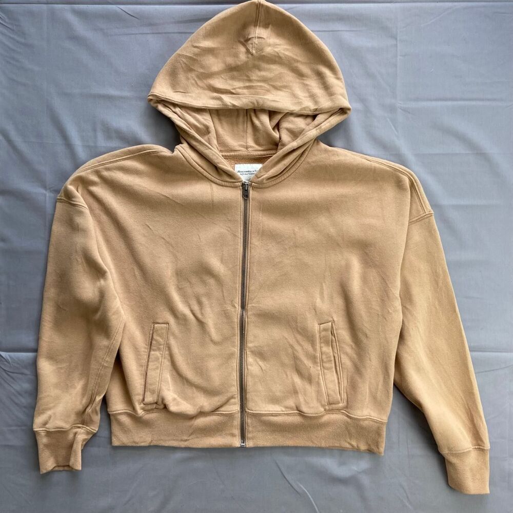 Abercrombie & Fitch Women's M Beige Zip Hoodie Soft A&f Collection Zip-up Hoodie